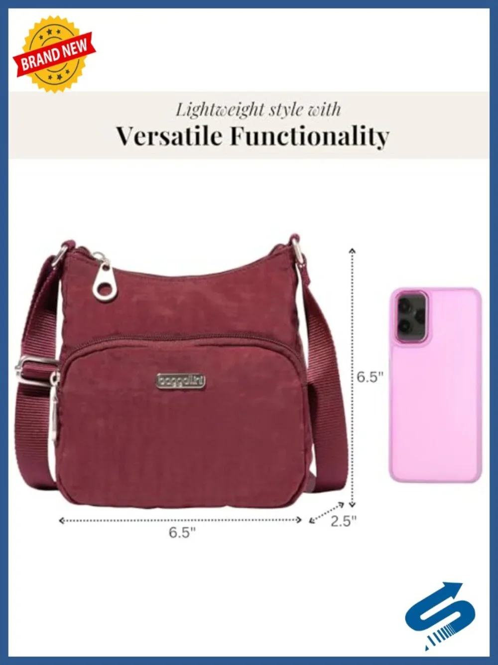 Lightweight Nylon Crossbody Travel Handbag with Adjustable Strap